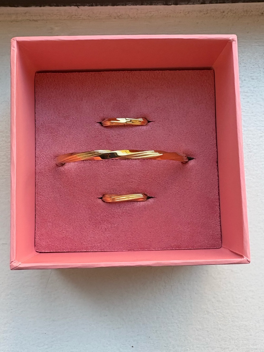 Pandora Gold-Tone Twisted Bangle and hoop Set